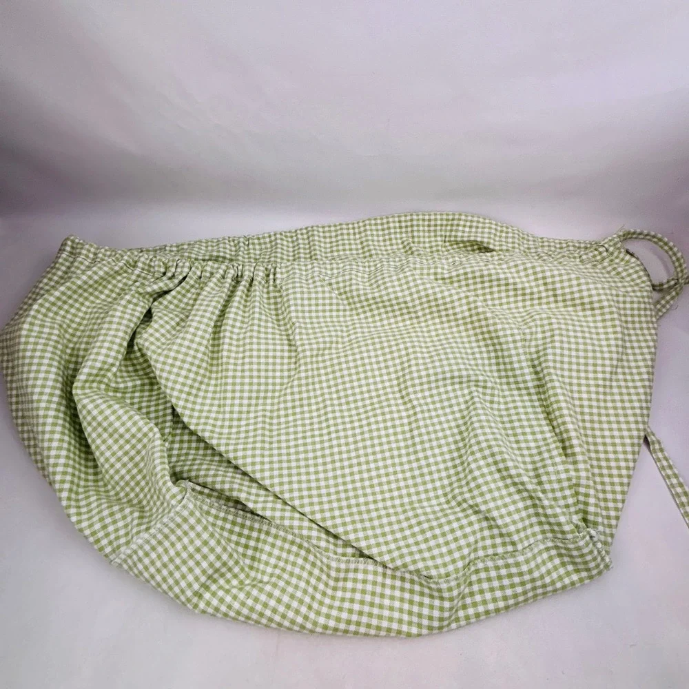 Pottery Barn Kids Sabrina Basket 3 Liner Lot Green White Gingham XL L Cotton